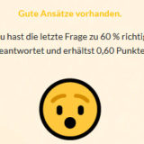 Smiley zeigt 60% gewusst an